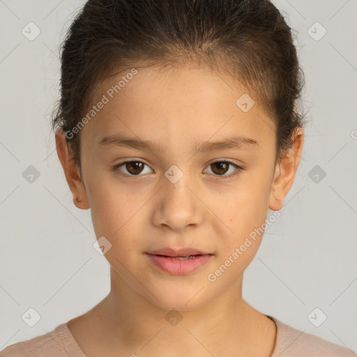 Neutral white child female with short  brown hair and brown eyes