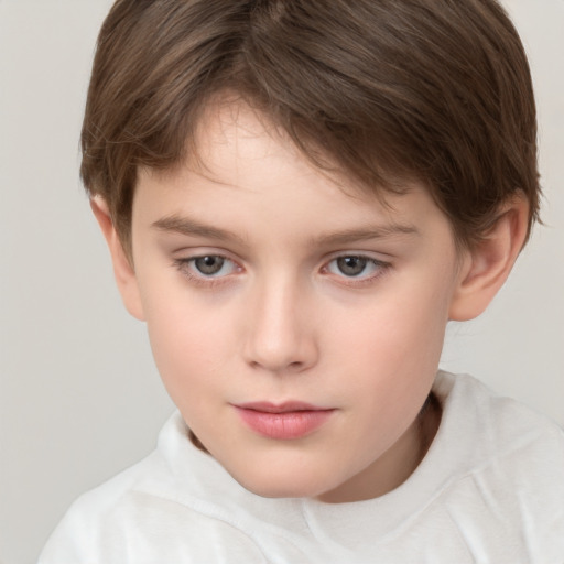 Neutral white child female with short  brown hair and brown eyes