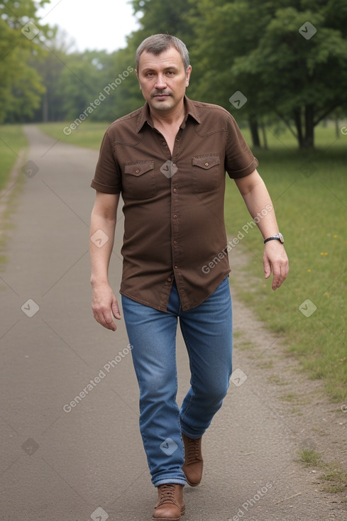 Ukrainian middle-aged male with  brown hair