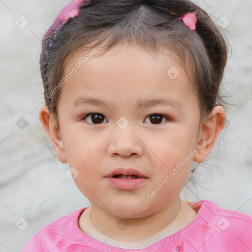 Neutral white child female with short  brown hair and brown eyes