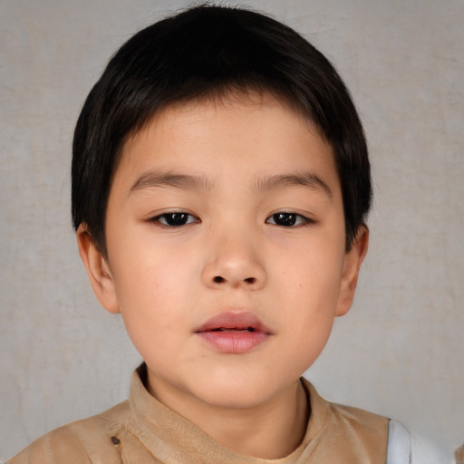 Neutral asian child male with medium  brown hair and brown eyes