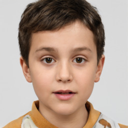 Neutral white child male with short  brown hair and brown eyes