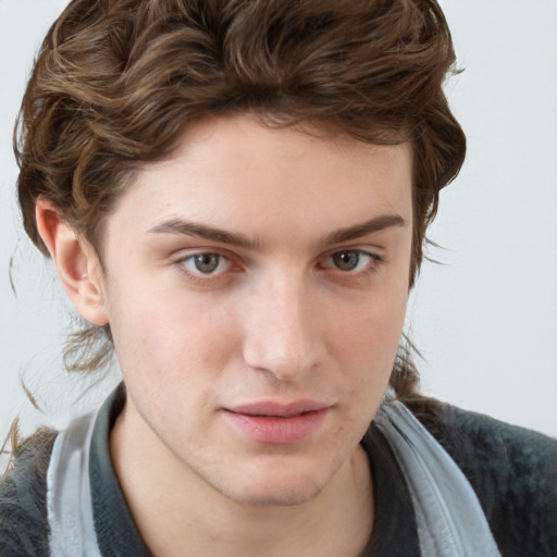 Neutral white young-adult male with medium  brown hair and brown eyes