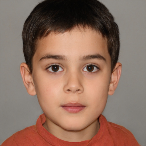 Neutral white child male with short  brown hair and brown eyes