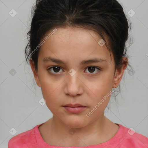 Neutral white child female with short  brown hair and brown eyes