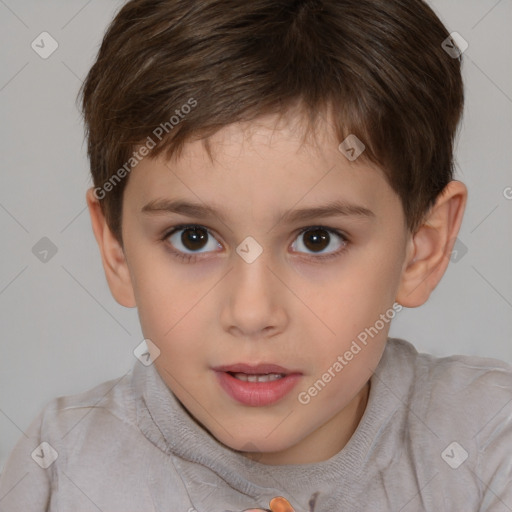 Neutral white child male with short  brown hair and brown eyes