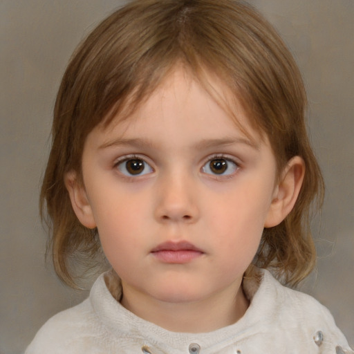 Neutral white child female with medium  brown hair and brown eyes