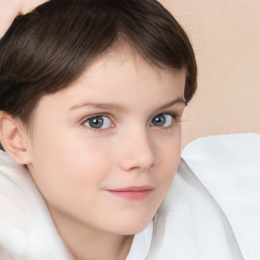 Neutral white child female with short  brown hair and brown eyes