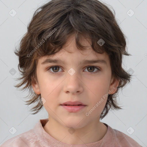 Neutral white child female with medium  brown hair and brown eyes