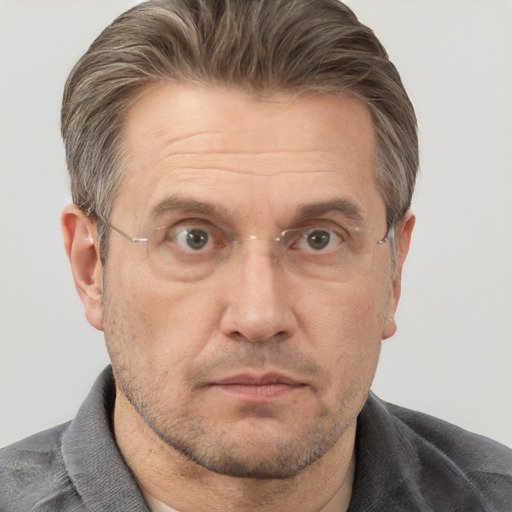 Neutral white adult male with short  brown hair and brown eyes