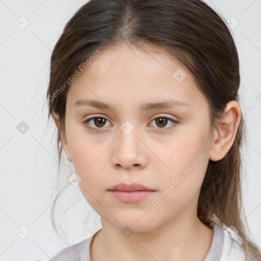 Neutral white child female with medium  brown hair and brown eyes