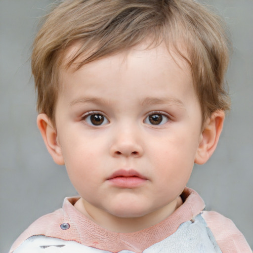 Neutral white child male with medium  brown hair and brown eyes