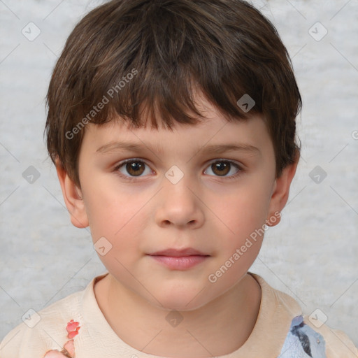 Neutral white child male with short  brown hair and brown eyes