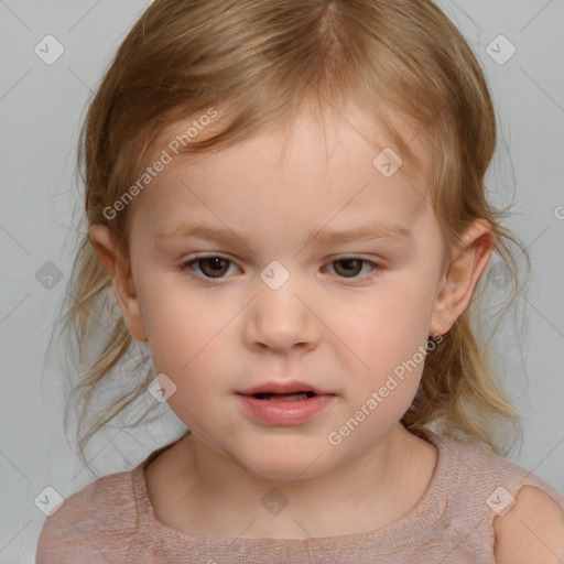 Neutral white child female with medium  brown hair and brown eyes