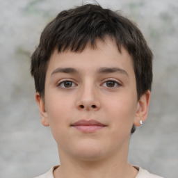 Neutral white child male with short  brown hair and brown eyes