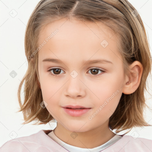 Neutral white child female with medium  brown hair and brown eyes