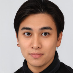 Neutral asian young-adult male with short  brown hair and brown eyes