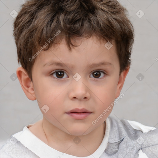 Neutral white child male with short  brown hair and brown eyes