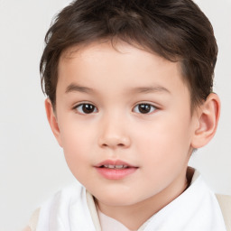 Neutral white child male with short  brown hair and brown eyes