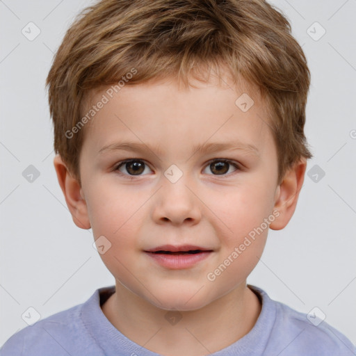 Neutral white child male with short  brown hair and brown eyes