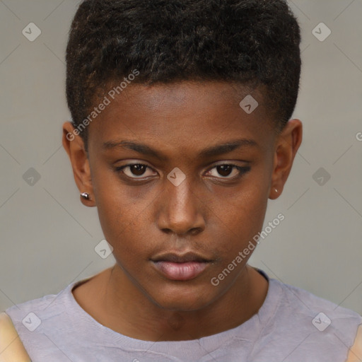 Neutral black young-adult male with short  brown hair and brown eyes
