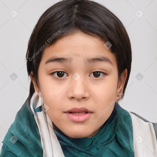 Neutral white child female with medium  brown hair and brown eyes