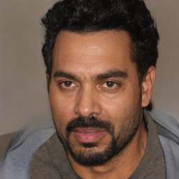 Neutral white adult male with short  black hair and brown eyes