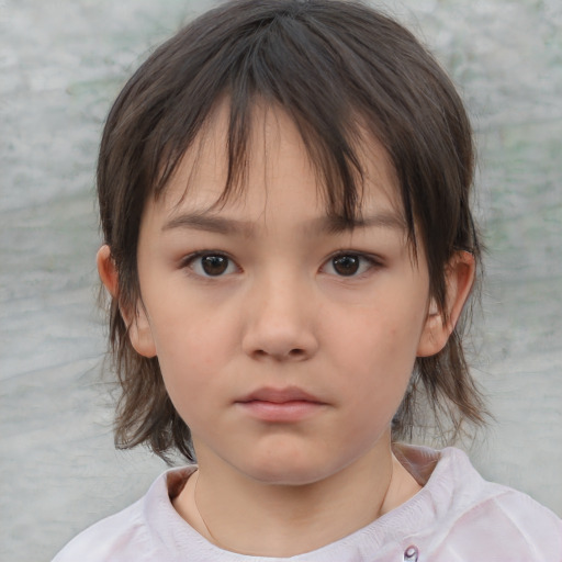 Neutral white child female with medium  brown hair and brown eyes