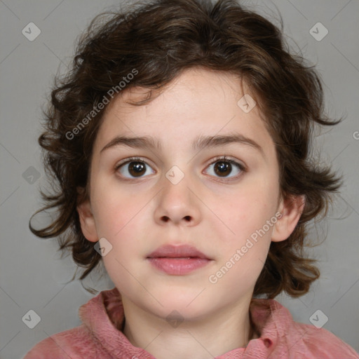 Neutral white child female with medium  brown hair and brown eyes