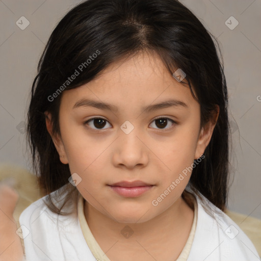 Neutral white child female with medium  brown hair and brown eyes