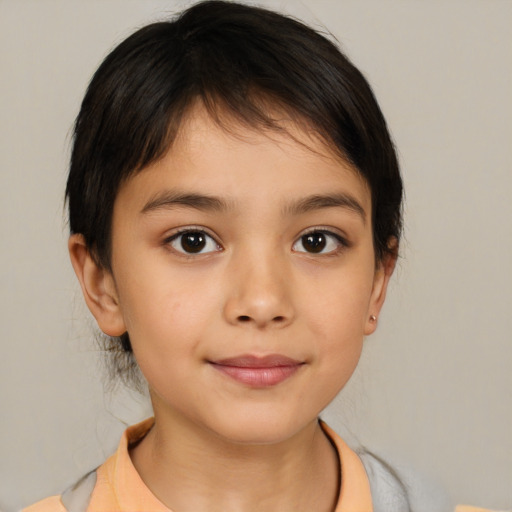 Neutral white child female with medium  brown hair and brown eyes