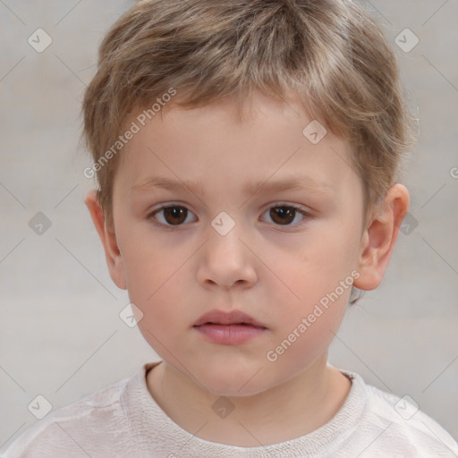 Neutral white child male with short  brown hair and brown eyes