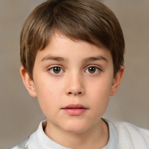 Neutral white child male with short  brown hair and brown eyes