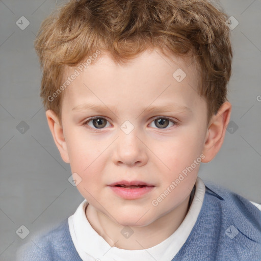 Neutral white child male with short  brown hair and brown eyes