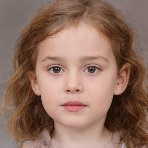 Neutral white child female with medium  brown hair and brown eyes