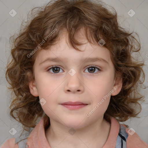 Neutral white child female with medium  brown hair and brown eyes