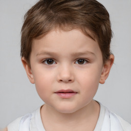 Neutral white child female with short  brown hair and brown eyes