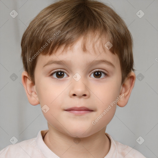 Neutral white child male with short  brown hair and brown eyes