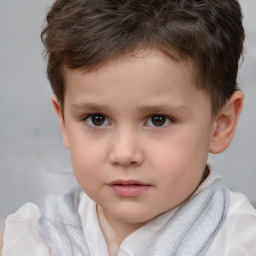 Neutral white child male with short  brown hair and brown eyes