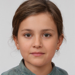 Neutral white child female with short  brown hair and brown eyes