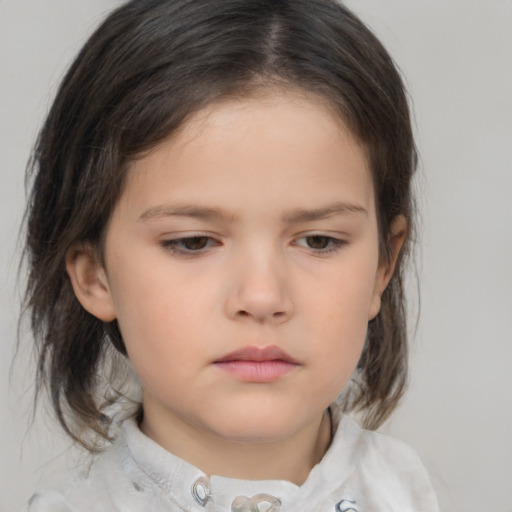 Neutral white child female with medium  brown hair and brown eyes