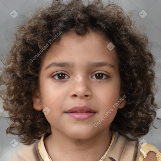 Neutral white child female with medium  brown hair and brown eyes