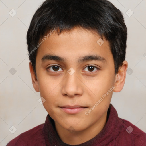 Neutral latino young-adult male with short  brown hair and brown eyes