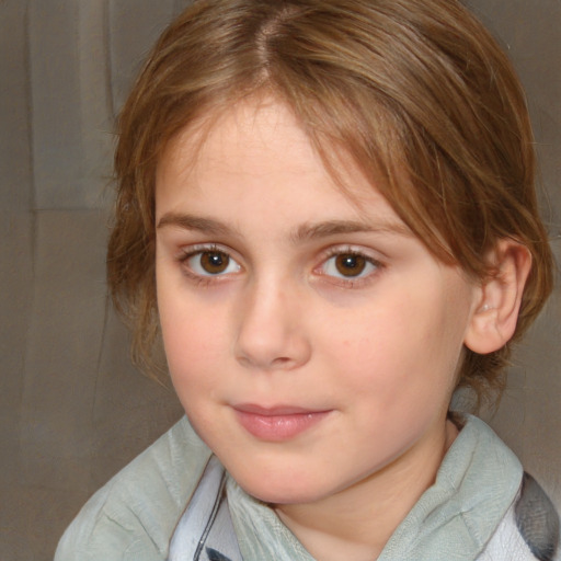 Neutral white child female with medium  brown hair and brown eyes