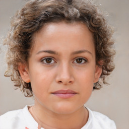 Neutral white child female with short  brown hair and brown eyes