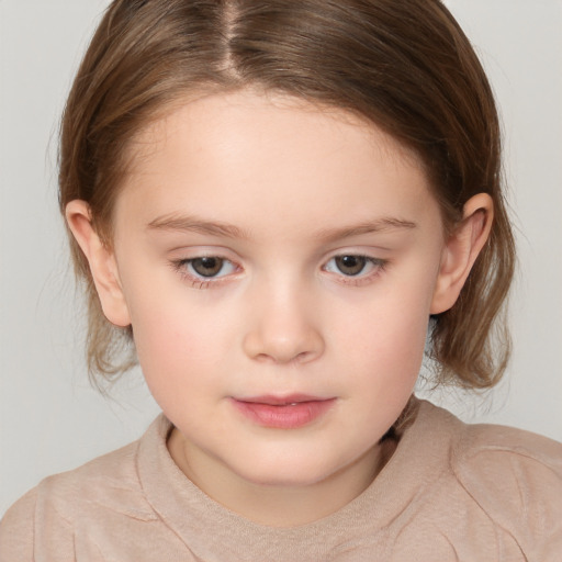 Neutral white child female with medium  brown hair and brown eyes