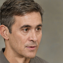 Neutral white adult male with short  brown hair and brown eyes