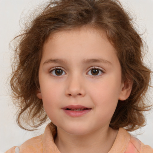 Neutral white child female with medium  brown hair and brown eyes