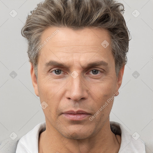 Neutral white adult male with short  brown hair and brown eyes