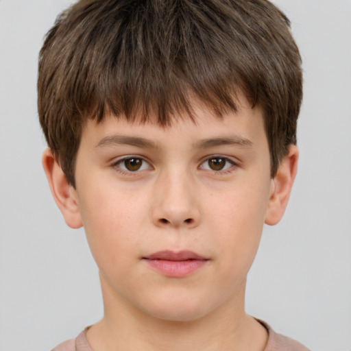 Neutral white child male with short  brown hair and brown eyes